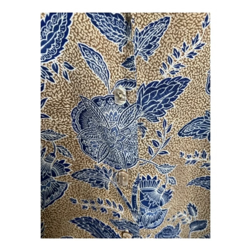 ๐บ SAG HARBOR WOMAN Navy & Brown Floral Button Up Shirt | Womenโs Sz 1X - Picture 5 of 7